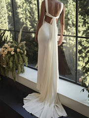 Sheath/Column Sweetheart Floor-Length Wedding Dress With Split Side Sexy