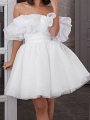 A-Line/Princess Off-The-Shoulder Short Wedding Dress Sexy