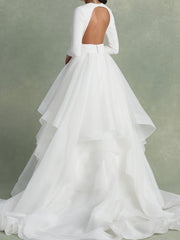 A-Line/Princess V-Neck Floor-Length Ball-Gown Wedding Dress With Ruffles Sexy