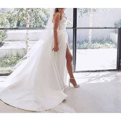 A-Line/Princess Sweetheart Wedding Dresses Court Train With Split Front Sexy