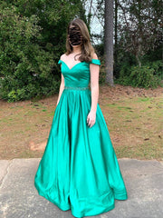 Green Prom Dresses Satin 2022, Evening Dress, Dance Dresses, Graduation School Party Gown