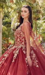 Juliet 1442 Quinceañera Dress with Sheer Cape
