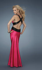 La Femme Open-Back Black-Strap Prom Dress 14660