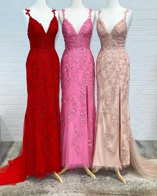 Tulle Long Prom Dress with Appliques and Beading,Prom Dresses,Pageant Dress