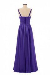 Paarse chiffon sweetheart riemen a-line bruidsmeisje jurk