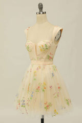 Floral Embroidery Sweetheart A-Line Short Party Dress
