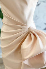 Champagne Strapless Ruffles Mermaid Long Bridesmaid Dress