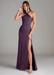 A-line pleated satin bridesmaid dress - Jimiss Dress