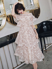 Unique light pink tulle short prom dress, homecoming dress