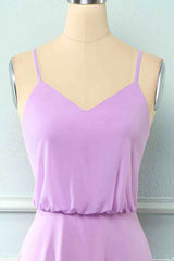 Light Purple Chiffon Straps Bridesmaid Dress