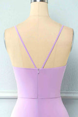 Light Purple Chiffon Straps Bridesmaid Dress