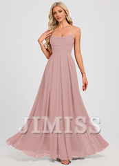 A-line sweetheart pleated floor-length chiffon prom dress