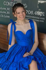 Sweetheart Bow Strap A-Line Ruched Sleeveless Homecoming Dress