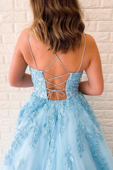Princess Scoop Neck Lace Appliques A-line Empire-Waist Long Formal Dress