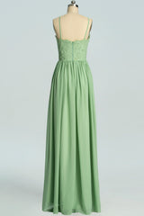 Riemen salie groene chiffon appliques lange bruidsmeisje jurk