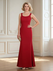 Elegant Scoop Neck Sheath Floor-length Dress Red