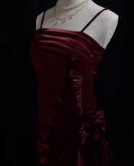 Charming Mermaid High Low Satin Straps Party Dress, Vintage Style Prom Dress