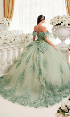 Ladivine 15701 Glitter Quince Dress with Back Bow