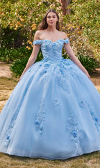 Ladivine 15702 Quinceañera Dress with 3-D Flowers
