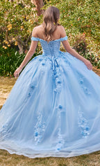 Ladivine 15702 Quinceañera Dress with 3-D Flowers