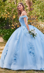 Ladivine 15702 Quinceañera Dress with 3-D Flowers