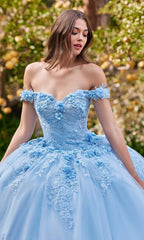 Ladivine 15702 Quinceañera Dress with 3-D Flowers