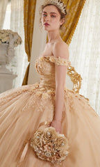 Ladivine 15702 Quinceañera Dress with 3-D Flowers