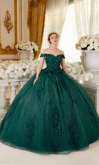 Ladivine 15702 Quinceañera Dress with 3-D Flowers
