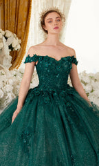 Ladivine 15702 Quinceañera Dress with 3-D Flowers