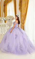 Ladivine 15702 Quinceañera Dress with 3-D Flowers