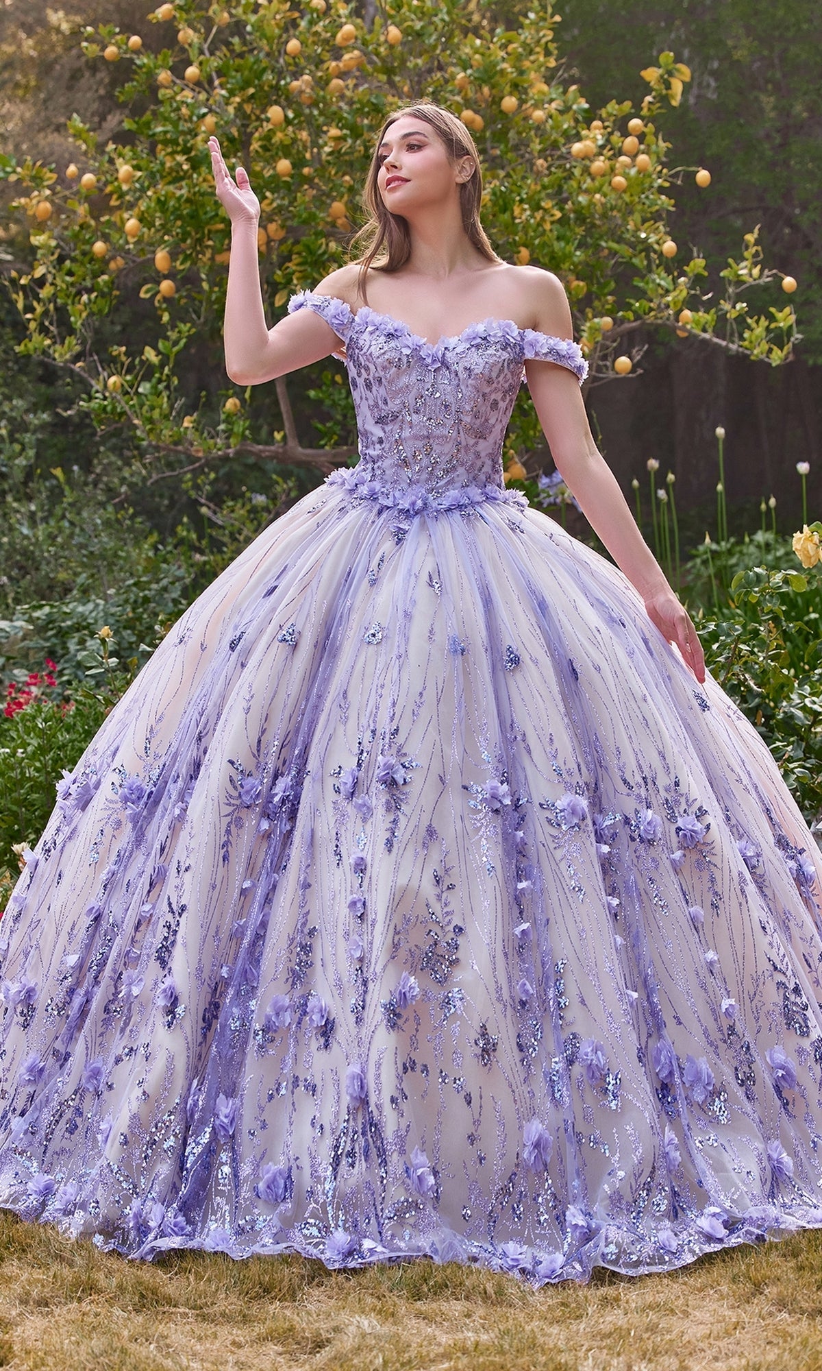 Ladivine 15704 Off-the-Shoulder Quince Ball Gown