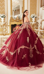 Ladivine 15711 Quinceañera Dress with Gold Embroidery