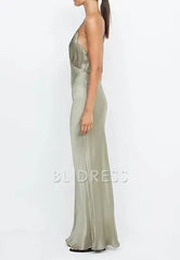 Sheath V Neck Sexy Yellow Satin formal dresses Bridesmaid Dresses evening gown Prom Dress