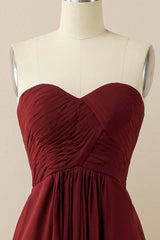 Burgundy Sweetheart Chiffon Bridesmaid Dress