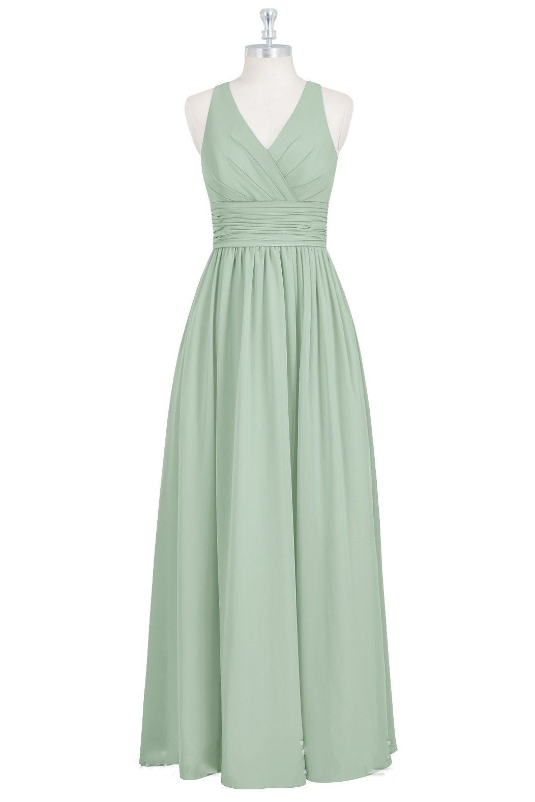Sage Green V-Neck Backless A-Line Bruidsmeisje Jurk