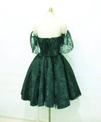 Beautiful Lace Green Off Shoulder Knee Length Party Dress, Bridesmaid Dress