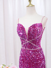 Simple Mermaid Sequin Long Prom Dress, Sequin Long Evening Dress