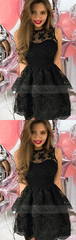 lace homecoming dresses short, simple a line tiered graduation party gowns