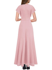 A-line V Neck Ruffle Split formal dresses Bridesmaid Dresses evening gown Prom Dress