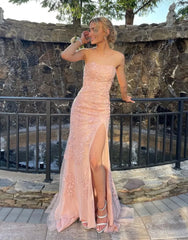 Wholesale Strapless Long Mermaid Prom Dress with Slit prom dresses with long sleeves