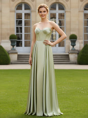 Strapless Sweetheart Bustier Gown with Corset Back Dusty Sage