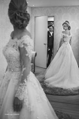 Wedding Dress Off The Shoulder Sleeves, Bridal Gown ,Dresses For Brides