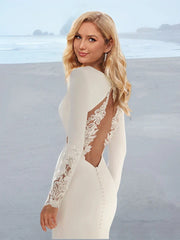 Wholesale Trumpet/Mermaid V-Neck Wedding Dress With Applique
