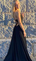 Simple Black Prom Dress Long,Prom Dresses,Pageant Dress