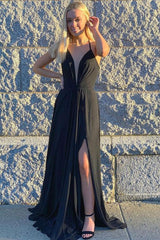 Simple Black Prom Dress Long,Prom Dresses,Pageant Dress