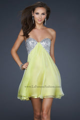 La Femme Short Strapless Prom Dress