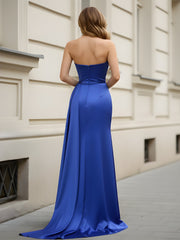 Draped Figure-Flattering Mermaid Silhouette Prom Dress Royal Blue