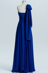 Royal Blue A-Line Chiffon Long Convertible Bridesmaid Dress