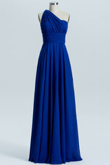 Royal Blue A-Line Chiffon Long Convertible Bridesmaid Dress