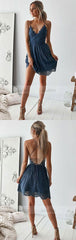 A-Line V-Neck  Lace Homecoming Dresses